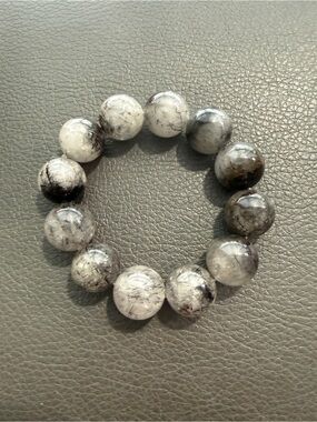Black Rutilated Quartz Beaded Stretch Bracelet